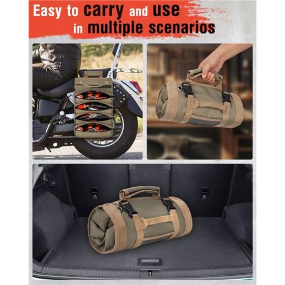 Tool Organizers - Small Tool Bag W/Detachable Pouches, Heavy Duty Tool Roll - Picture 6 of 8